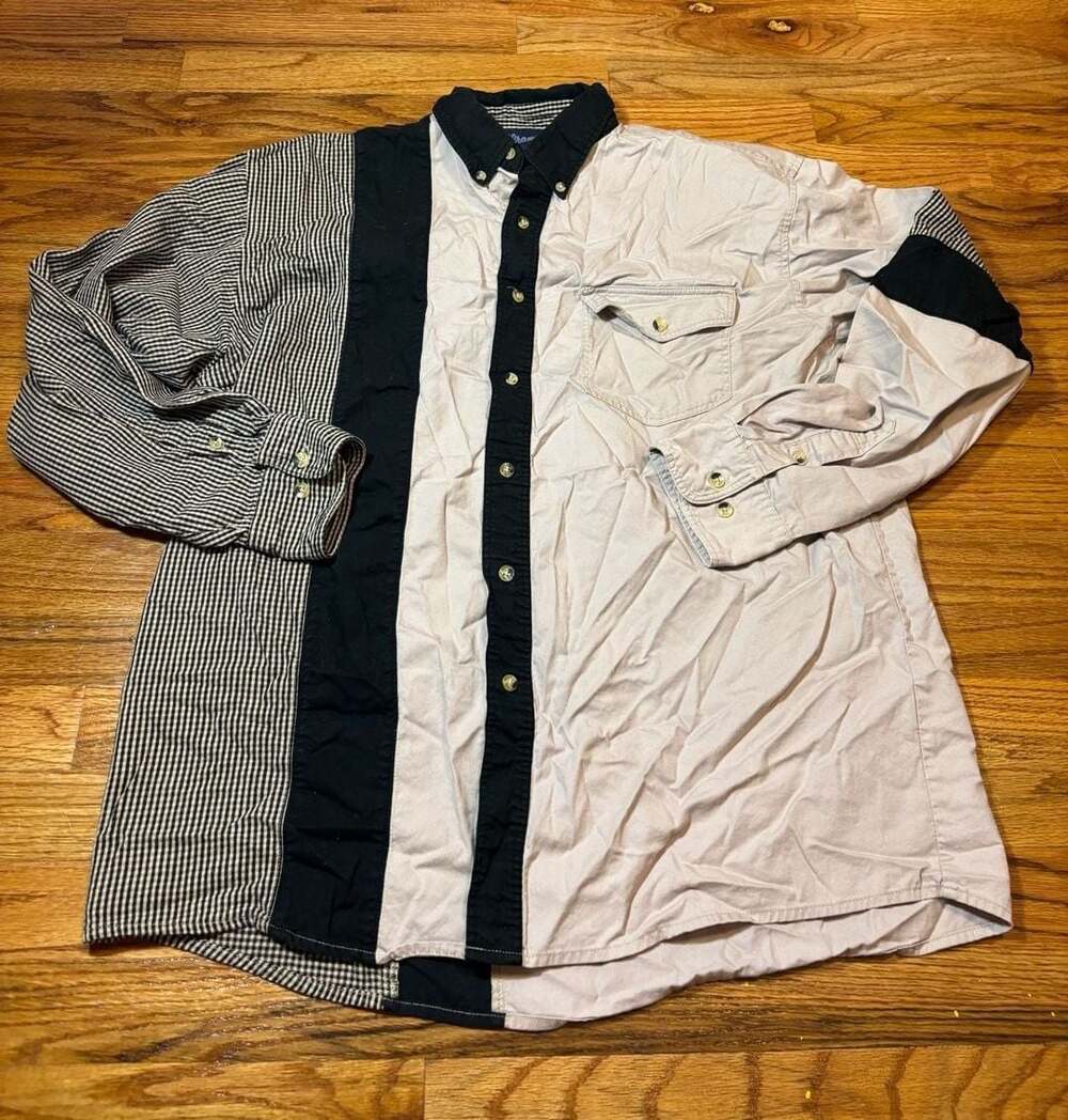 Wrangler Western Shirts MH3212M Colorblock Long Sleeve Button Down Shirt Size L